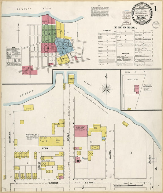 Sanborn Fire Insurance Map from Beverly, Burlington County, New Jersey. (1900) – Historic Sanborn Fire Insurance Map Print