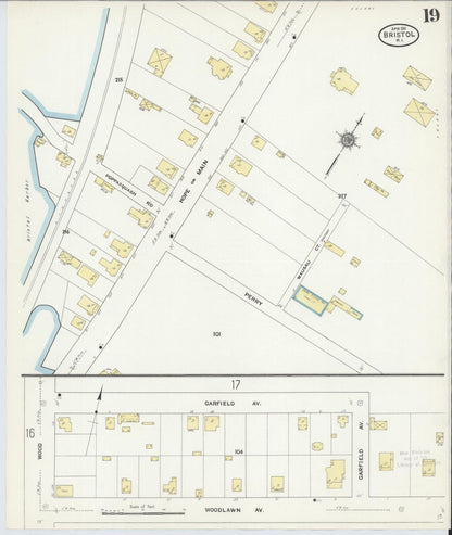 Sanborn Fire Insurance Map from Bristol, Bristol County, Rhode Island (1911), Sheet #0019 - Complete Map Set gallery image, historic Sanborn map, vintage wall art, Rhode Island Rhode Island