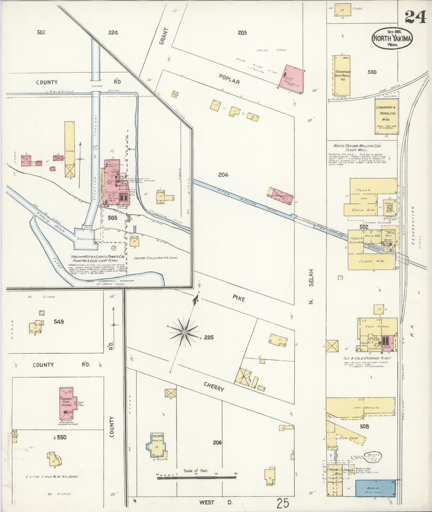 Sanborn Fire Insurance Map from North Yakima, Yakima County, Washington (1905), Sheet #0024 - Complete Map Set gallery image, historic Sanborn map, vintage wall art, Washington Washington
