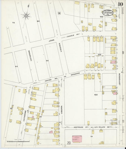 Sanborn Fire Insurance Map from Latrobe, Westmoreland County, Pennsylvania (1909), Sheet #0010 - Complete Map Set gallery image, historic Sanborn map, vintage wall art, Pennsylvania Pennsylvania
