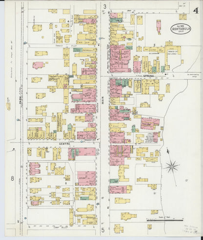 Sanborn Fire Insurance Map from Ashtabula, Ashtabula County, Ohio (1898), Sheet #0004 - Historic Sanborn Fire Insurance Map Print, vintage old map wall art, antique decor, genealogy gift, Ohio Ohio map