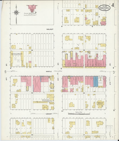 Sanborn Fire Insurance Map from Chetopa, Labette County, Kansas (1911), Sheet #0004 - Complete Map Set gallery image, historic Sanborn map, vintage wall art, Kansas Kansas