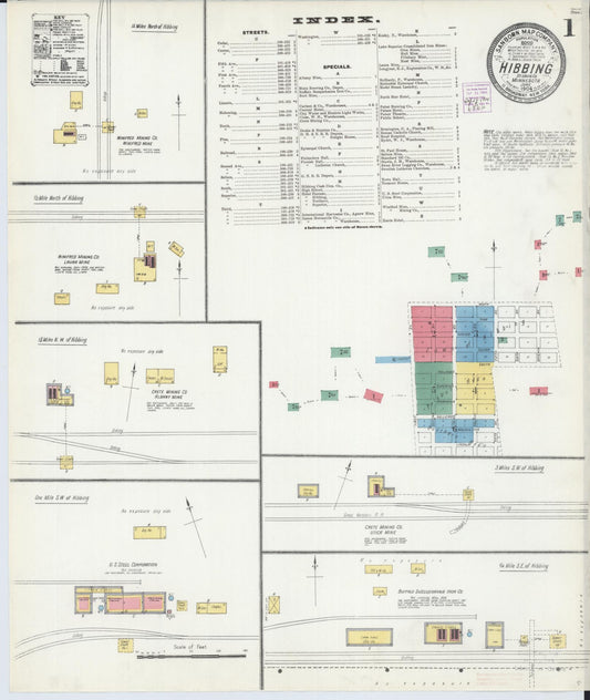 Sanborn Fire Insurance Map from Hibbing, Saint Louis County, Minnesota (1904), Sheet #0001 - Complete Map Set gallery image, historic Sanborn map, vintage wall art, Minnesota Minnesota