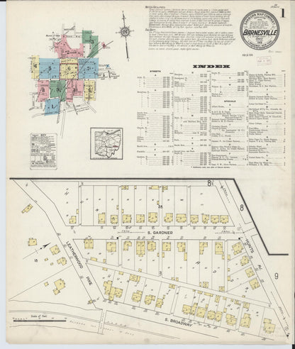 Sanborn Fire Insurance Map from Barnesville, Belmont County, Ohio (1915), Sheet #0001 - Historic Sanborn Fire Insurance Map Print, vintage old map wall art, antique decor, genealogy gift, Ohio Ohio map