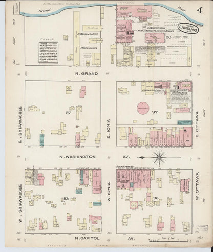 Sanborn Fire Insurance Map from Lansing, Ingham County, Michigan (1885), Sheet #0004 - Complete Map Set gallery image, historic Sanborn map, vintage wall art, Michigan Michigan