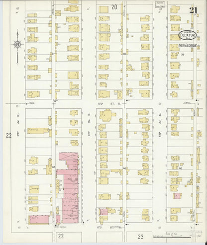 Sanborn Fire Insurance Map from Decatur, Morgan County, Alabama (1913), Sheet #0021 - Complete Map Set gallery image, historic Sanborn map, vintage wall art, Alabama Alabama