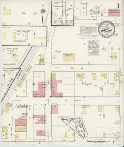 Sanborn Fire Insurance Map from Havana, Gadsden County, Florida (1917), Sheet #0001 - Historic Sanborn Fire Insurance Map Print, vintage old map wall art, antique decor, genealogy gift, Florida Florida map
