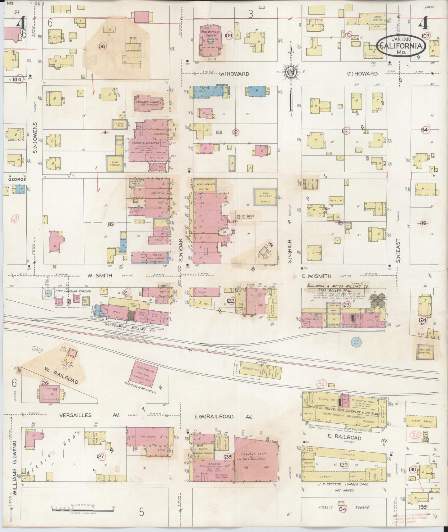 Sanborn Fire Insurance Map from California, Moniteau County, Missouri (1938), Sheet #0004 - Complete Map Set gallery image, historic Sanborn map, vintage wall art, Missouri Missouri