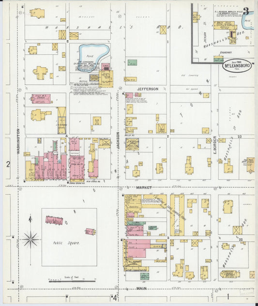 Sanborn Fire Insurance Map from Mcleansboro, Hamilton County, Illinois (1900), Sheet #0003 - Historic Sanborn Fire Insurance Map Print, vintage old map wall art, antique decor, genealogy gift, Illinois Illinois map