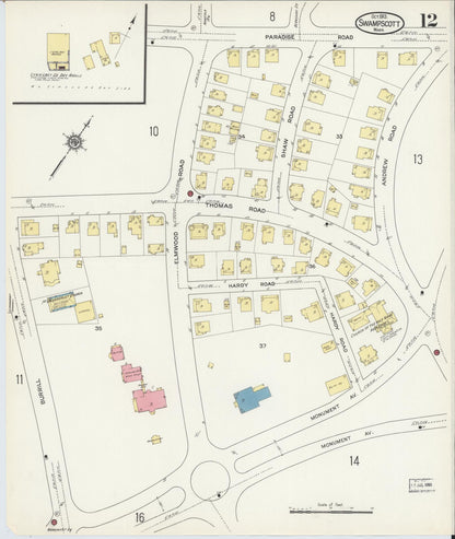 Sanborn Fire Insurance Map from Swampscott, Essex County, Massachusetts (1913), Sheet #0012 - Complete Map Set gallery image, historic Sanborn map, vintage wall art, Massachusetts Massachusetts