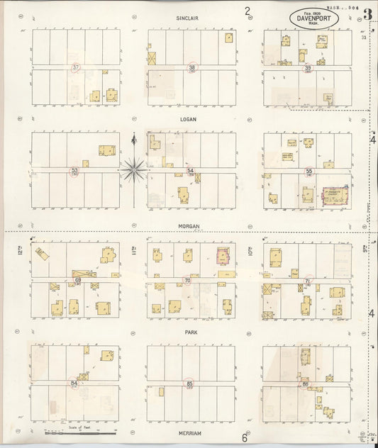 Sanborn Fire Insurance Map from Davenport, Lincoln County, Washington (1930), Sheet #0003 - Historic Sanborn Fire Insurance Map Print, vintage old map wall art, antique decor, genealogy gift, Washington Washington map