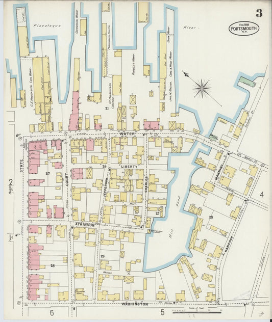Sanborn Fire Insurance Map from Portsmouth, Rockingham County, New Hampshire (1898), Sheet #0003 - Historic Sanborn Fire Insurance Map Print, vintage old map wall art, antique decor, genealogy gift, New Hampshire New Hampshire map
