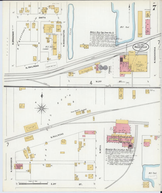 Sanborn Fire Insurance Map from Nashville, Washington County, Illinois (1906), Sheet #0007 - Historic Sanborn Fire Insurance Map Print, vintage old map wall art, antique decor, genealogy gift, Illinois Illinois map