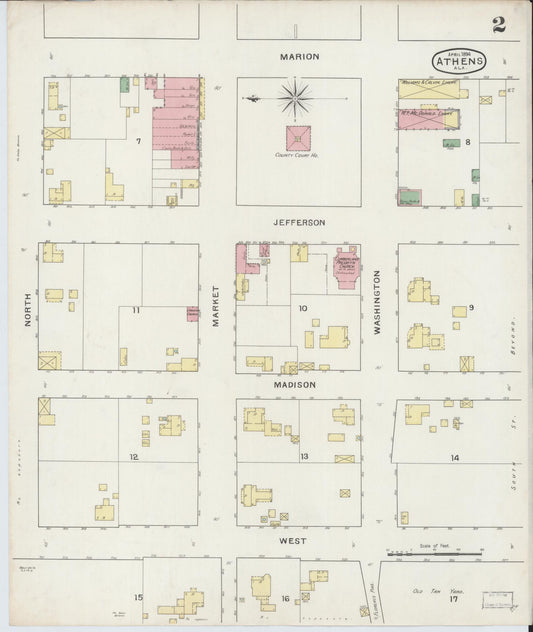 Sanborn Fire Insurance Map from Athens, Limestone County, Alabama (1894), Sheet #0002 - Historic Sanborn Fire Insurance Map Print, vintage old map wall art, antique decor, genealogy gift, Alabama Alabama map