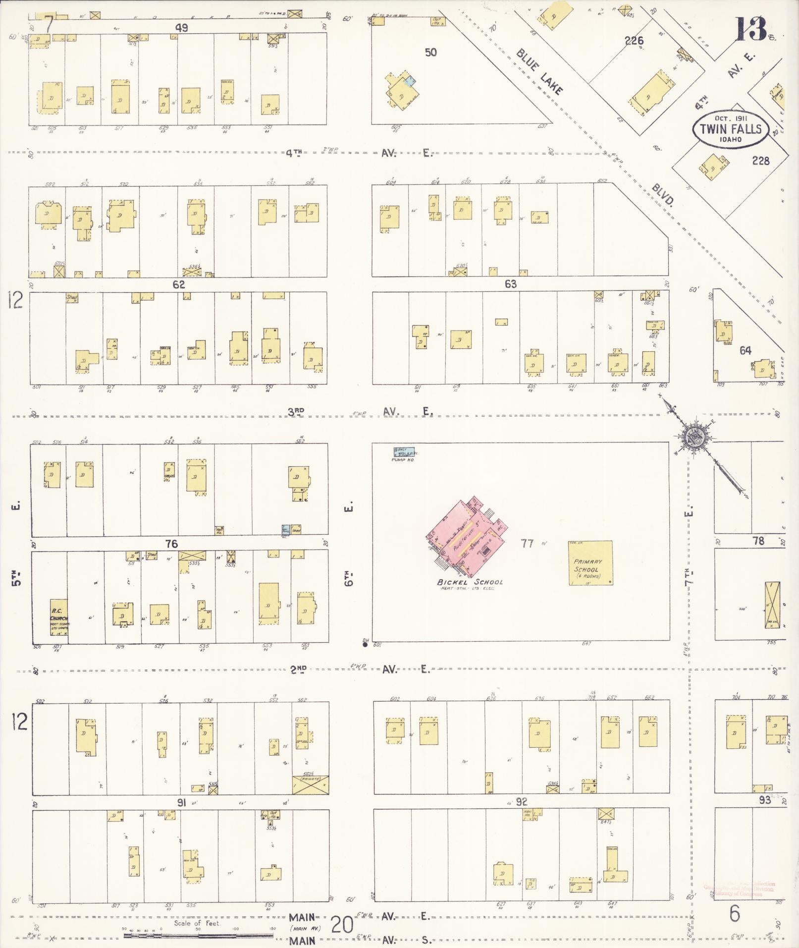 Sanborn Fire Insurance Map from Twin Falls, Twin Falls County, Idaho (1911), Sheet #0013 - Complete Map Set gallery image, historic Sanborn map, vintage wall art, Falls Idaho