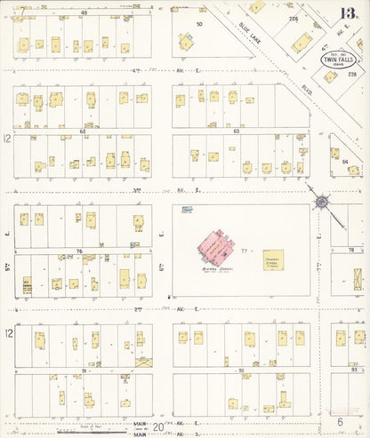 Sanborn Fire Insurance Map from Twin Falls, Twin Falls County, Idaho (1911), Sheet #0013 - Complete Map Set gallery image, historic Sanborn map, vintage wall art, Falls Idaho
