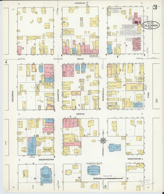 Sanborn Fire Insurance Map from Caledonia, Houston County, Minnesota (1915), Sheet #0003 - Historic Sanborn Fire Insurance Map Print, vintage old map wall art, antique decor, genealogy gift, Minnesota Minnesota map