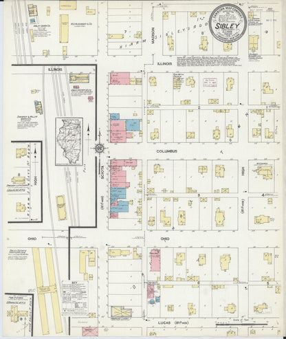 Sanborn Fire Insurance Map from Sibley, Ford County, Illinois (1914), Sheet #0001 - Historic Sanborn Fire Insurance Map Print, vintage old map wall art, antique decor, genealogy gift, Illinois Illinois map
