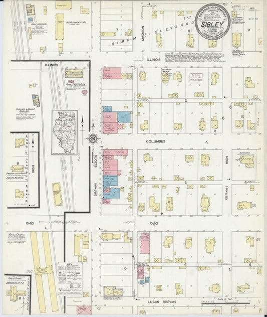 Sanborn Fire Insurance Map from Sibley, Ford County, Illinois (1914), Sheet #0001 - Historic Sanborn Fire Insurance Map Print, vintage old map wall art, antique decor, genealogy gift, Illinois Illinois map