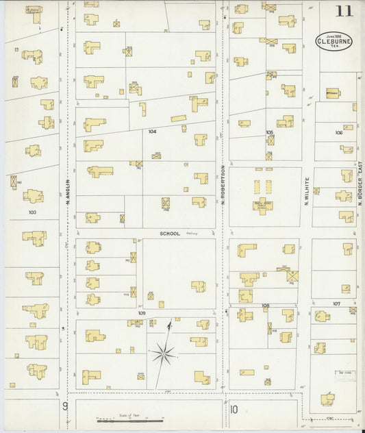 Sanborn Fire Insurance Map from Cleburne, Johnson County, Texas (1898), Sheet #0011 - Historic Sanborn Fire Insurance Map Print, vintage old map wall art, antique decor, genealogy gift, Texas Texas map