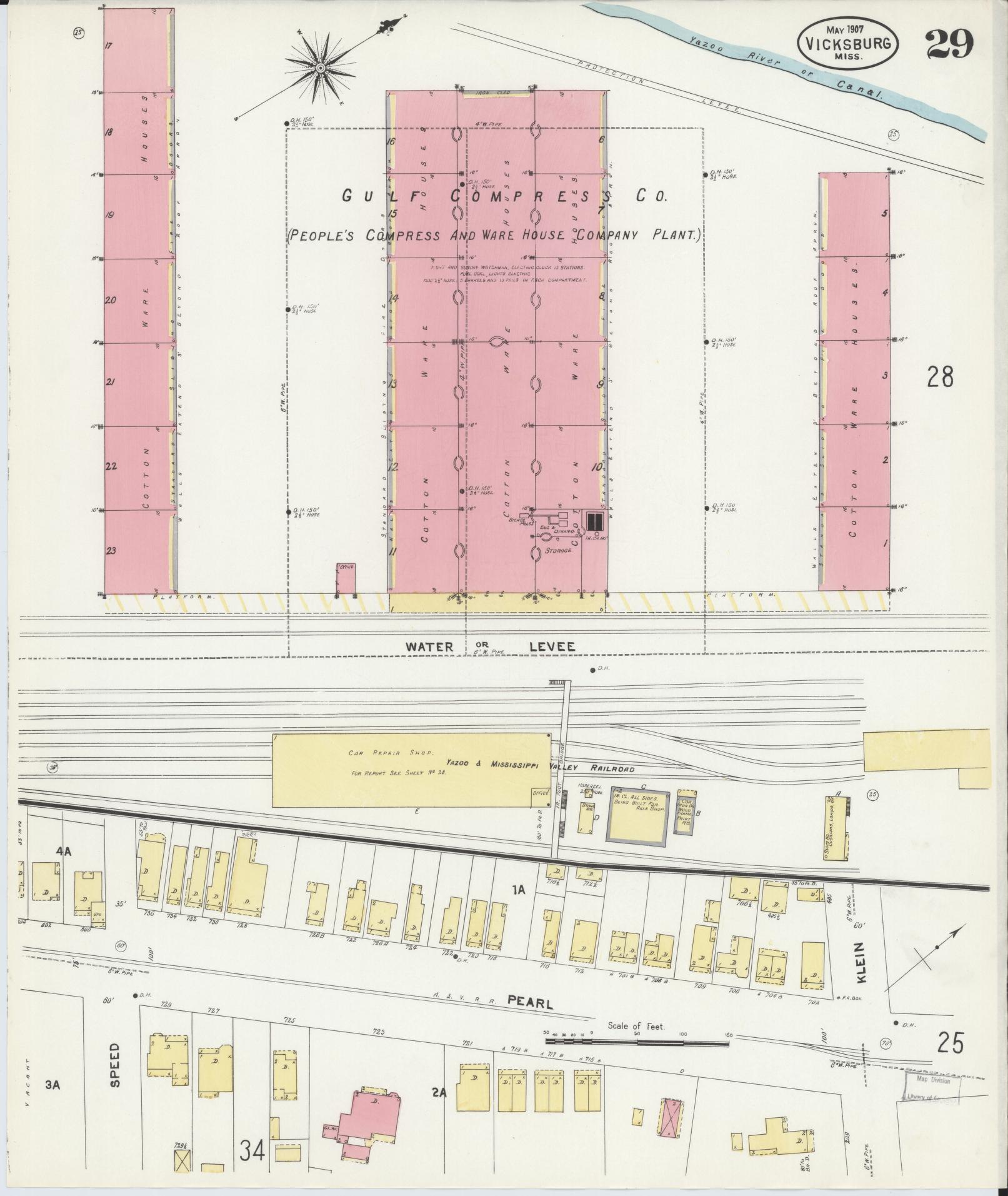 Sanborn Fire Insurance Map from Vicksburg, Warren County, Mississippi (1907), Sheet #0029 - Complete Map Set gallery image, historic Sanborn map, vintage wall art, Mississippi Mississippi