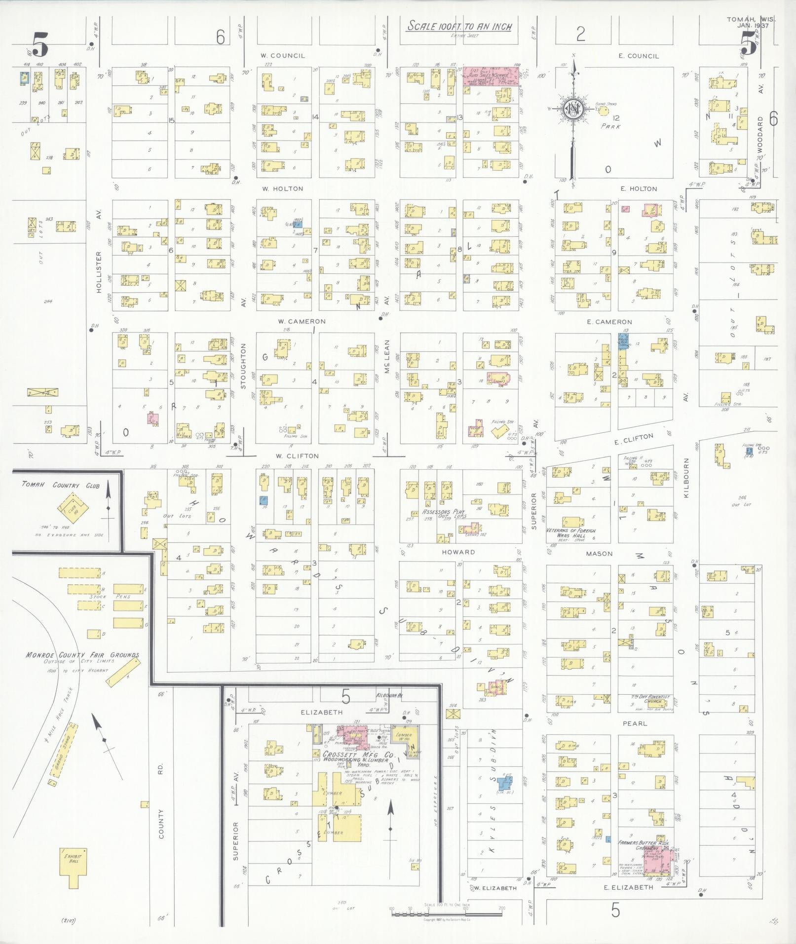 Sanborn Fire Insurance Map from Tomah, Monroe County, Wisconsin (1937), Sheet #0005 - Complete Map Set gallery image, historic Sanborn map, vintage wall art, Wisconsin Wisconsin