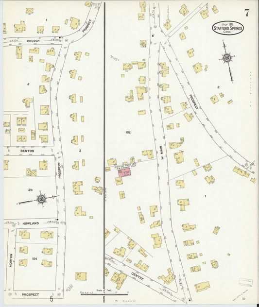 Sanborn Fire Insurance Map from Stafford Springs, Tolland County, Connecticut (1911), Sheet #0007 - Historic Sanborn Fire Insurance Map Print, vintage old map wall art, antique decor, genealogy gift, Connecticut Connecticut map