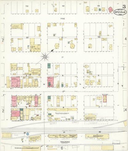 Sanborn Fire Insurance Map from Ritzville, Adams County, Washington (1902), Sheet #0003 - Complete Map Set gallery image, historic Sanborn map, vintage wall art, Washington Washington