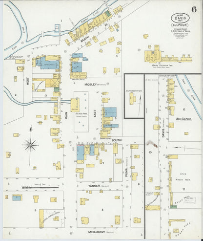 Sanborn Fire Insurance Map from Davis, Murray County, Oklahoma (1902), Sheet #0006 - Complete Map Set gallery image, historic Sanborn map, vintage wall art, Oklahoma Oklahoma