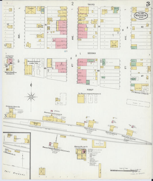 Sanborn Fire Insurance Map from Madison, Lac Qui Parle County, Minnesota (1899), Sheet #0003 - Historic Sanborn Fire Insurance Map Print, vintage old map wall art, antique decor, genealogy gift, Minnesota Minnesota map