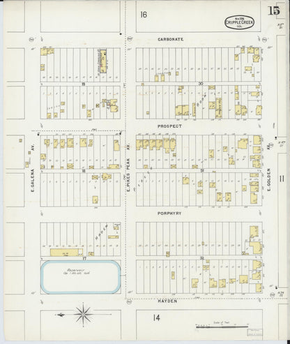 Sanborn Fire Insurance Map from Cripple Creek, Teller County, Colorado (1896), Sheet #0015 - Complete Map Set gallery image, historic Sanborn map, vintage wall art, Colorado Colorado