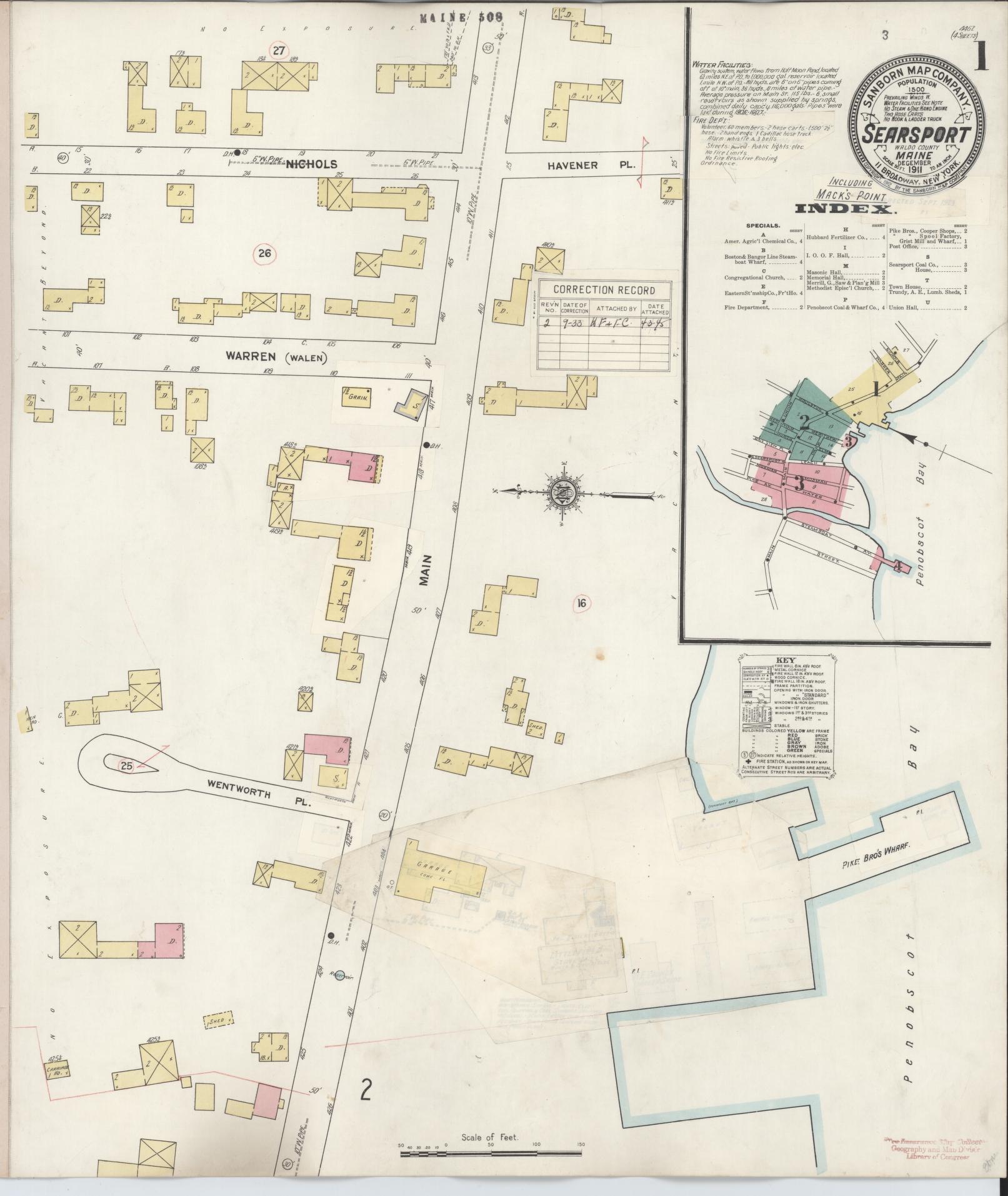 Sanborn Fire Insurance Map from Searsport, Waldo County, Maine. (1933) – Historic Sanborn Fire Insurance Map Print
