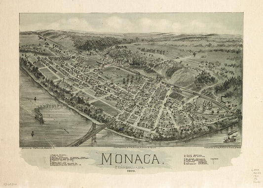 Monaca, Pennsylvania 1900. (1900) – Historic Bird’s-Eye View Panorama Print
