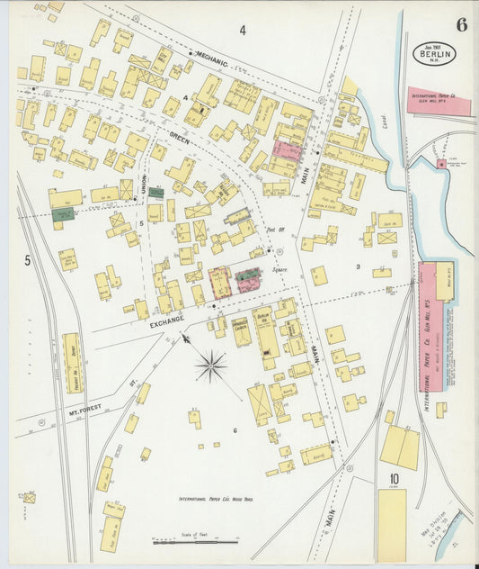 Sanborn Fire Insurance Map from Berlin, Coos County, New Hampshire (1901), Sheet #0006 - Historic Sanborn Fire Insurance Map Print, vintage old map wall art, antique decor, genealogy gift, New Hampshire New Hampshire map