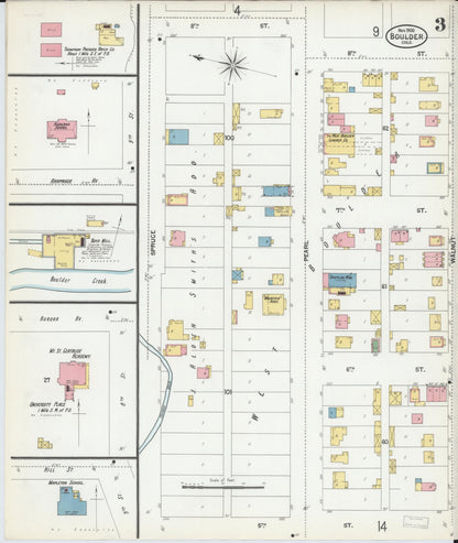 Sanborn Fire Insurance Map from Boulder, Boulder County, Colorado (1900), Sheet #0003 - Complete Map Set gallery image, historic Sanborn map, vintage wall art, Colorado Colorado