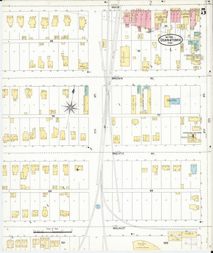 Sanborn Fire Insurance Map from Osawatomie, Miami County, Kansas (1905), Sheet #0005 - Complete Map Set gallery image, historic Sanborn map, vintage wall art, Kansas Kansas