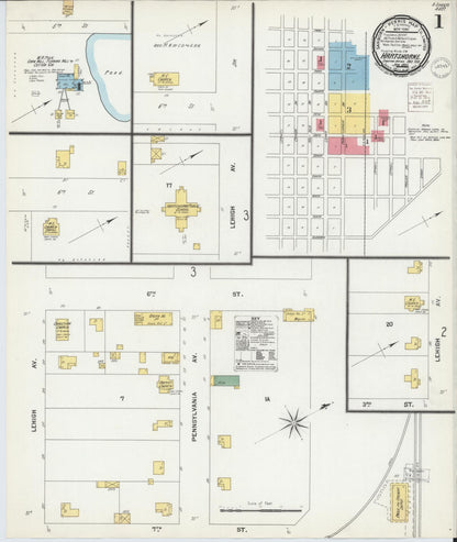 Sanborn Fire Insurance Map from Hartshorne, Pittsburg County, Oklahoma (1901), Sheet #0001 - Complete Map Set gallery image, historic Sanborn map, vintage wall art, Oklahoma Oklahoma