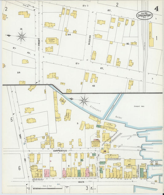 Sanborn Fire Insurance Map from Greenport, Suffolk County, New York (1902), Sheet #0004 - Historic Sanborn Fire Insurance Map Print, vintage old map wall art, antique decor, genealogy gift, New York New York map