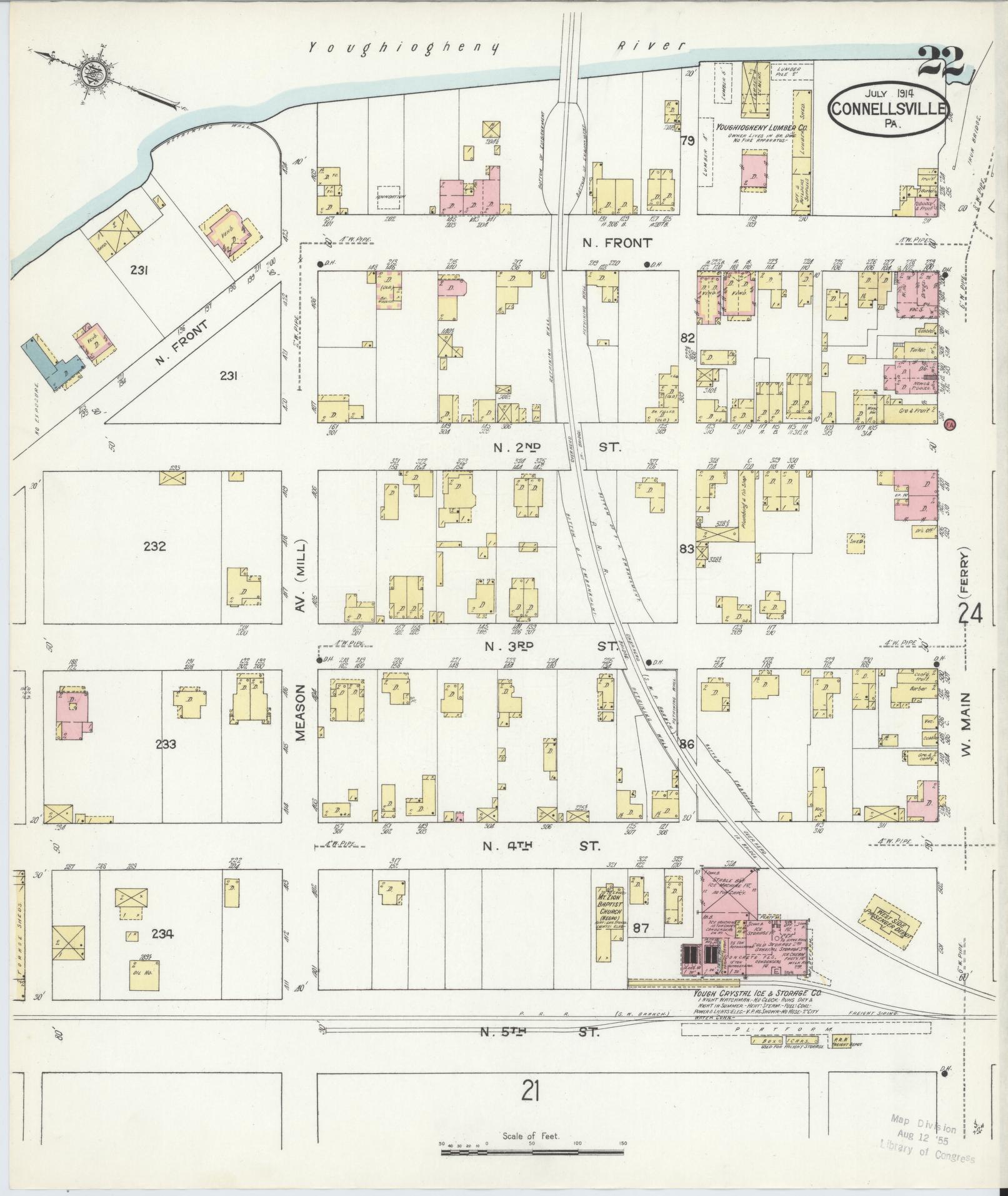 Sanborn Fire Insurance Map from Connellsville, Fayette County, Pennsylvania (1914), Sheet #0022 - Historic Sanborn Fire Insurance Map Print, vintage old map wall art, antique decor, genealogy gift, Pennsylvania Pennsylvania map