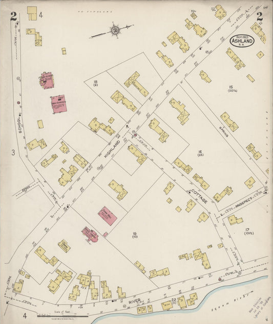 Sanborn Fire Insurance Map from Ashland, Grafton County, New Hampshire (1923), Sheet #0002 - Historic Sanborn Fire Insurance Map Print, vintage old map wall art, antique decor, genealogy gift, New Hampshire New Hampshire map