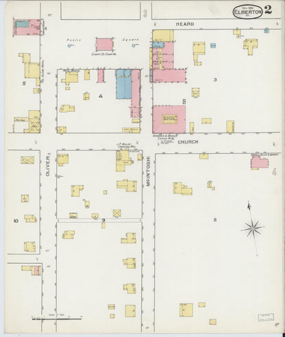 Sanborn Fire Insurance Map from Elberton, Elbert County, Georgia (1893), Sheet #0002 - Complete Map Set gallery image, historic Sanborn map, vintage wall art, Georgia Georgia