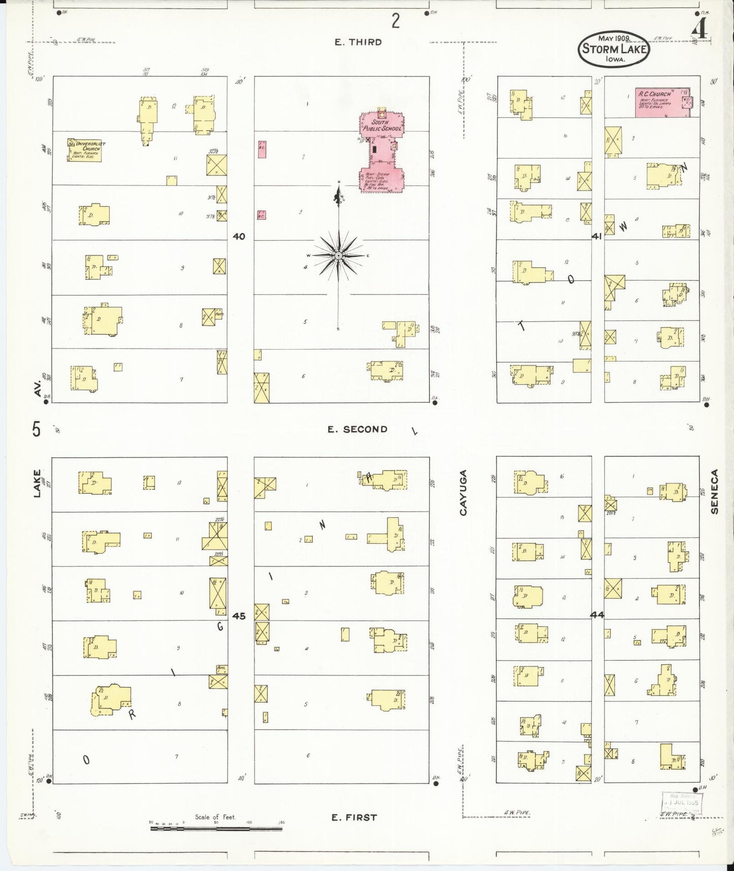 Sanborn Fire Insurance Map from Storm Lake, Buena Vista County, Iowa (1909), Sheet #0004 - Historic Sanborn Fire Insurance Map Print, vintage old map wall art
