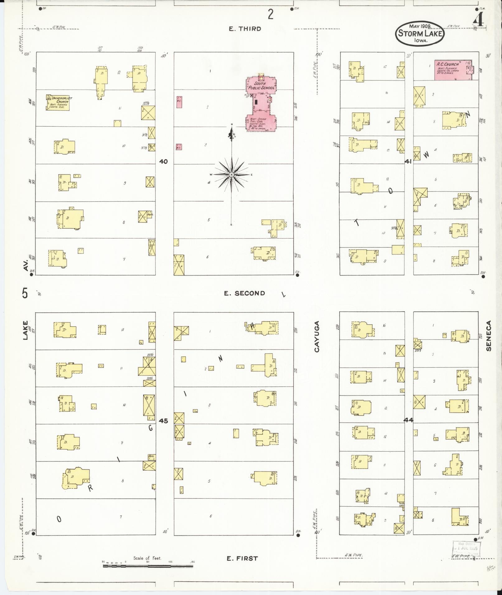 Sanborn Fire Insurance Map from Storm Lake, Buena Vista County, Iowa (1909), Sheet #0004 - Historic Sanborn Fire Insurance Map Print, vintage old map wall art