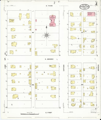Sanborn Fire Insurance Map from Storm Lake, Buena Vista County, Iowa (1909), Sheet #0004 - Historic Sanborn Fire Insurance Map Print, vintage old map wall art