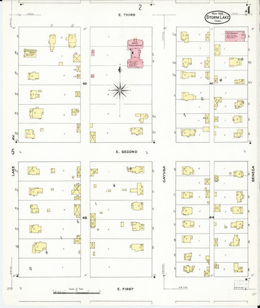 Sanborn Fire Insurance Map from Storm Lake, Buena Vista County, Iowa (1909), Sheet #0004 - Historic Sanborn Fire Insurance Map Print, vintage old map wall art