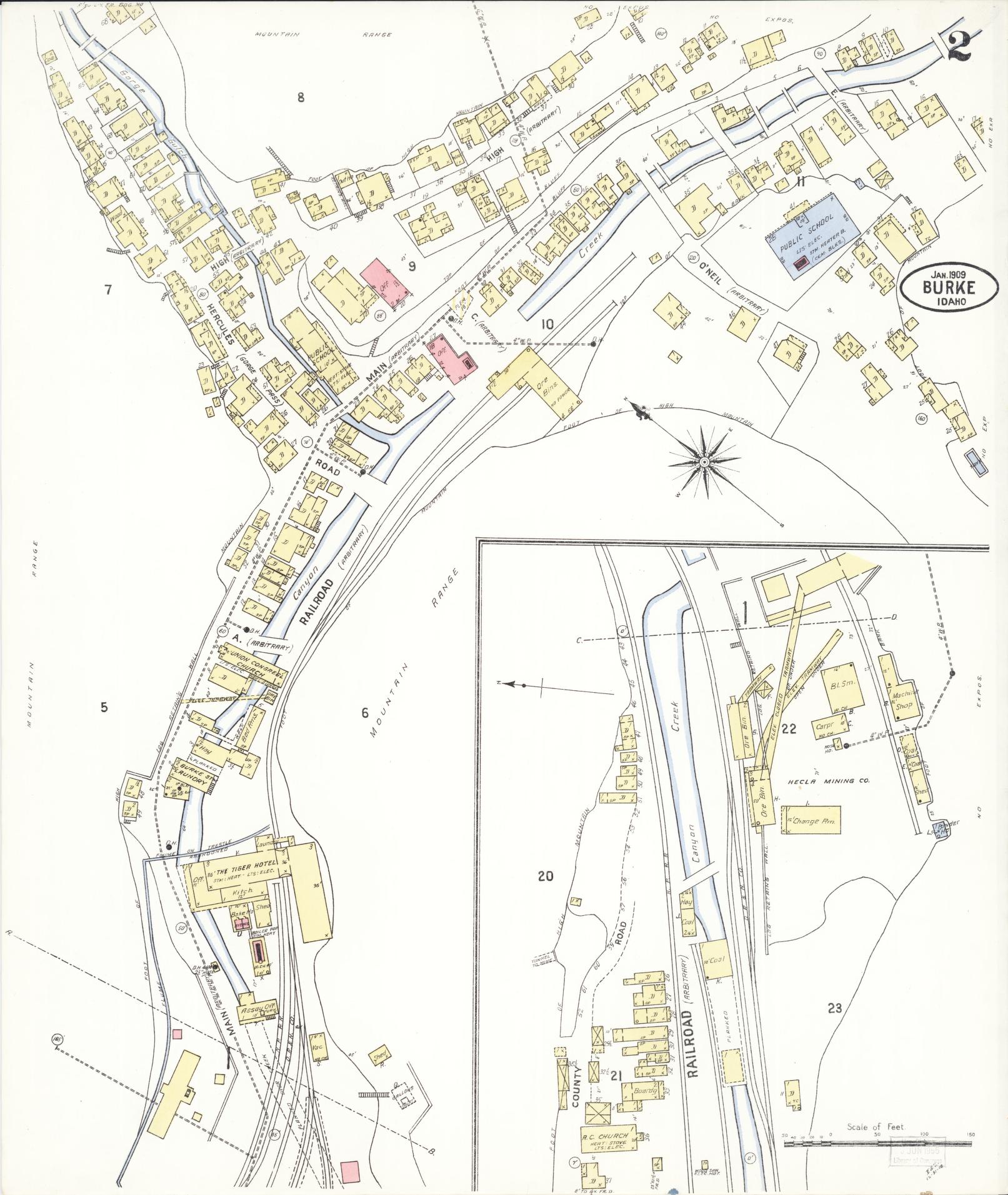 Sanborn Fire Insurance Map from Burke, Shoshone County, Idaho (1909), Sheet #0002 - Historic Sanborn Fire Insurance Map Print, vintage old map wall art, antique decor, genealogy gift, Idaho Idaho map