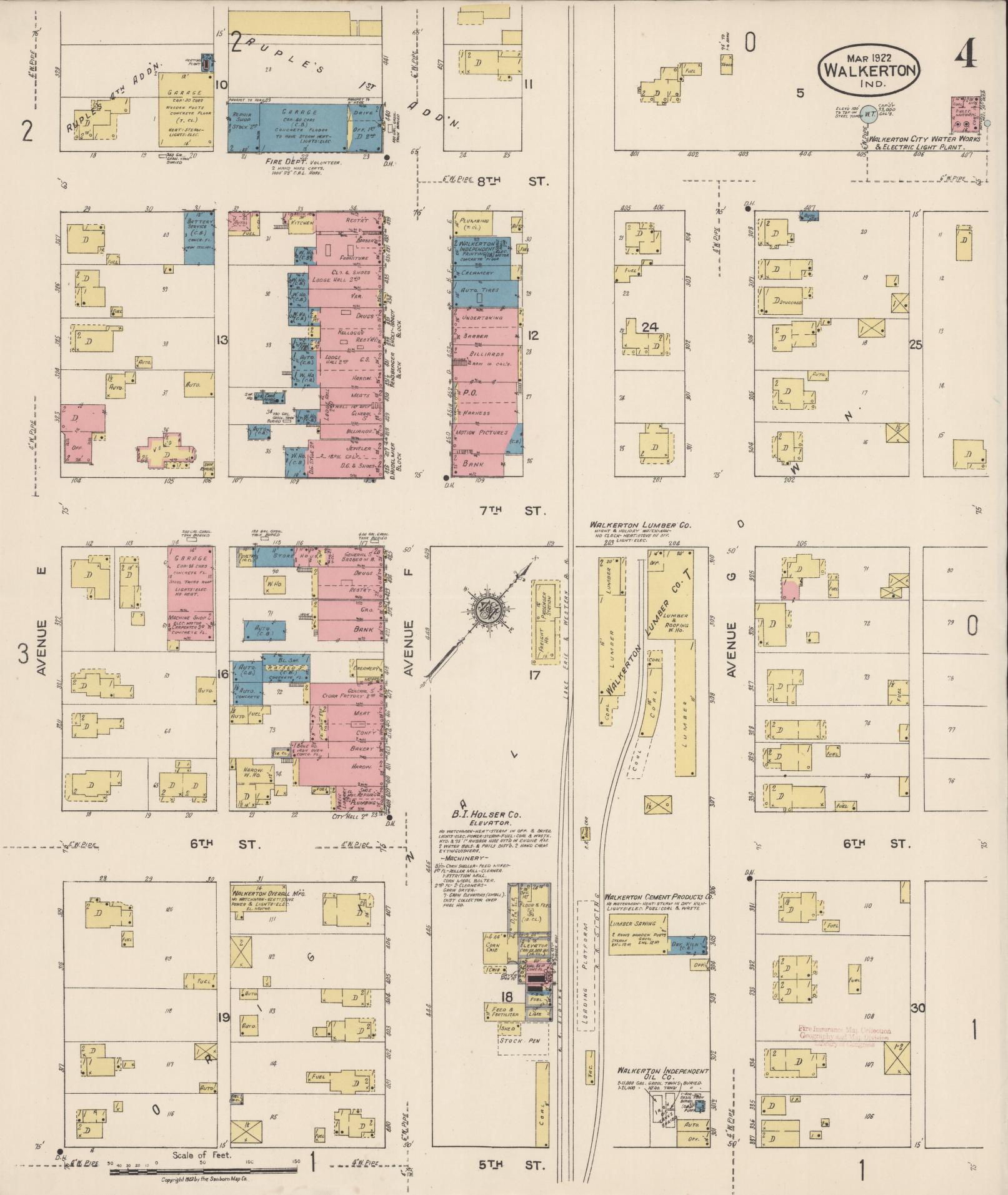 Sanborn Fire Insurance Map from Walkerton, Saint Joseph County, Indiana (1922), Sheet #0004 - Complete Map Set gallery image, historic Sanborn map, vintage wall art, Indiana Indiana
