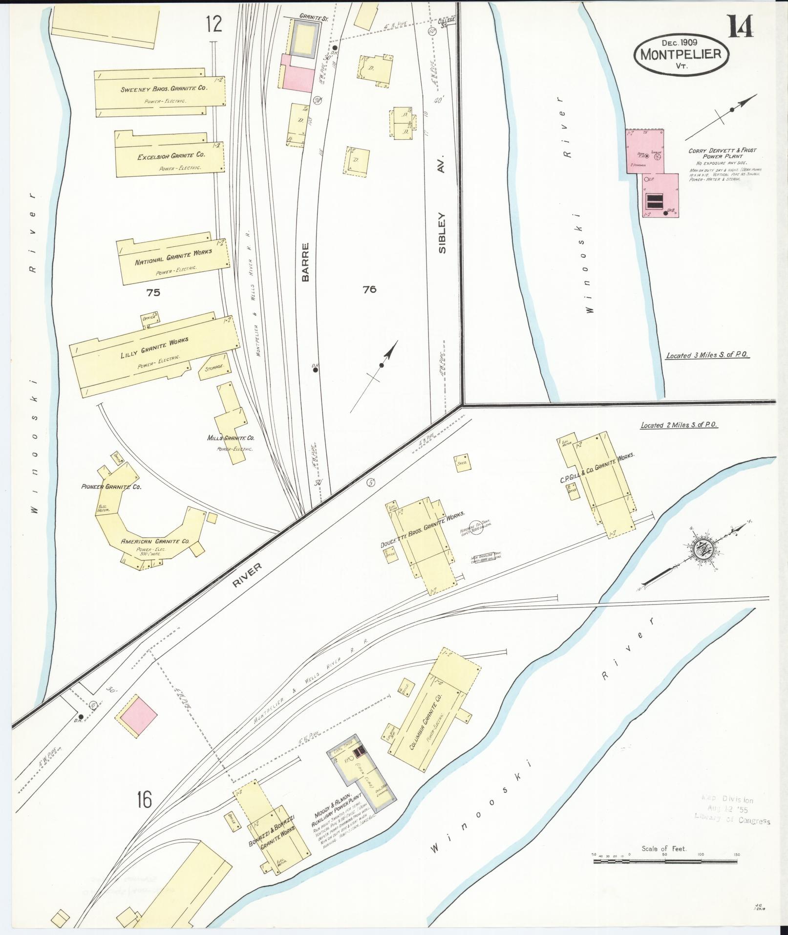 Sanborn Fire Insurance Map from Montpelier, Washington County, Vermont (1909), Sheet #0014 - Complete Map Set gallery image, historic Sanborn map, vintage wall art, Vermont Vermont