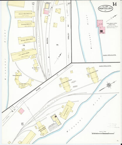 Sanborn Fire Insurance Map from Montpelier, Washington County, Vermont (1909), Sheet #0014 - Complete Map Set gallery image, historic Sanborn map, vintage wall art, Vermont Vermont