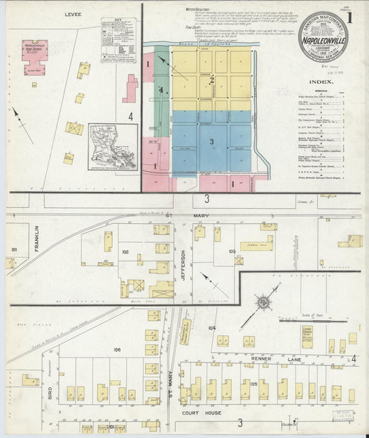 Sanborn Fire Insurance Map from Napoleonville, Assumption Parish, Louisiana. (1912) – Historic Sanborn Fire Insurance Map Print